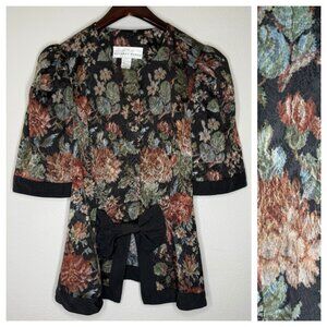 Vintage Floral Blazer with Black Accents